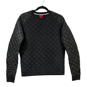 Nike Quilted Crewneck Sweatshirt Black Tech Pack Athleisure Minimalist Top Small